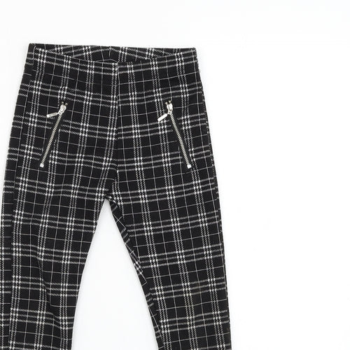 F&F Girls Black Check Polyester Jogger Trousers Size 4-5 Years  Regular Pullover