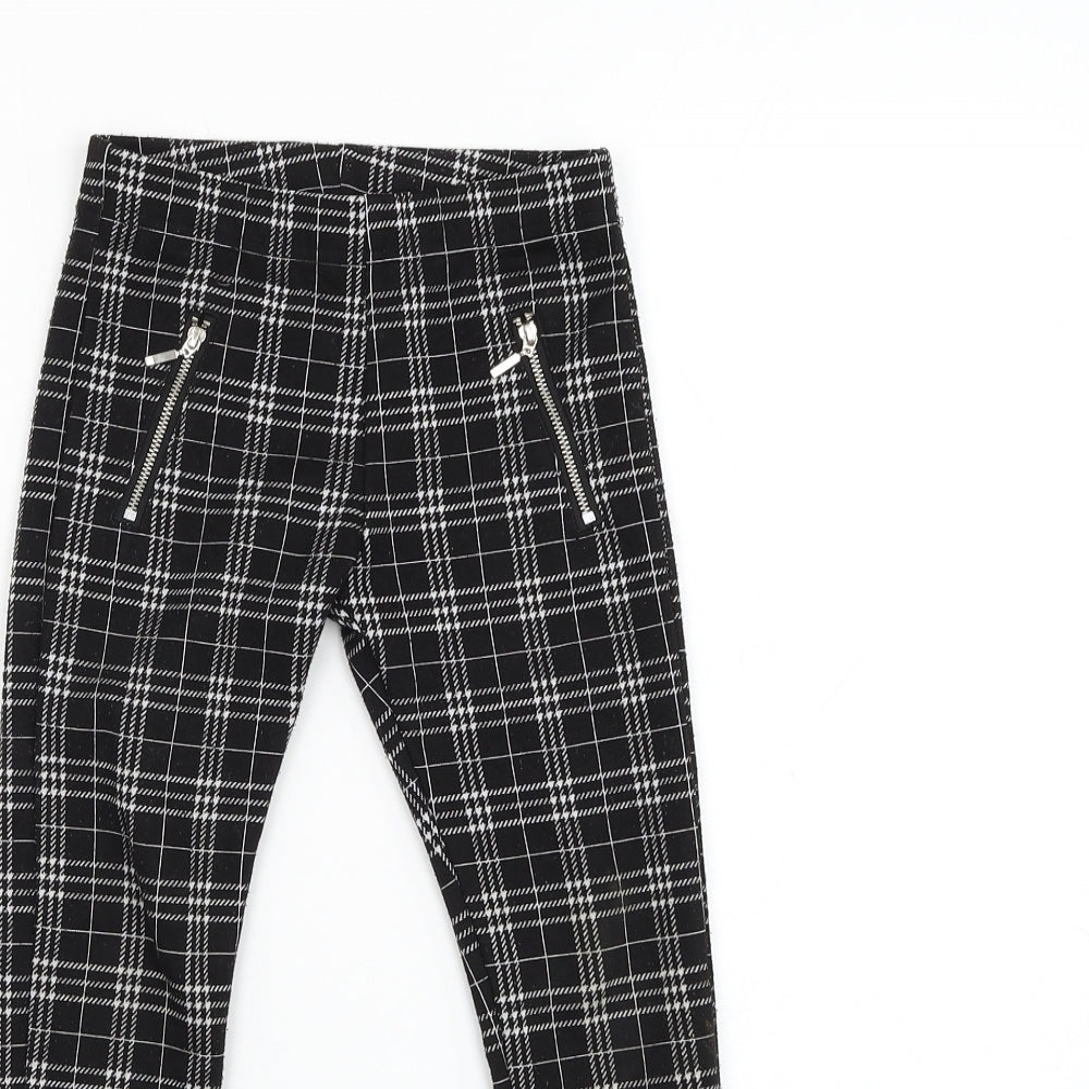 F&F Girls Black Check Polyester Jogger Trousers Size 4-5 Years  Regular Pullover