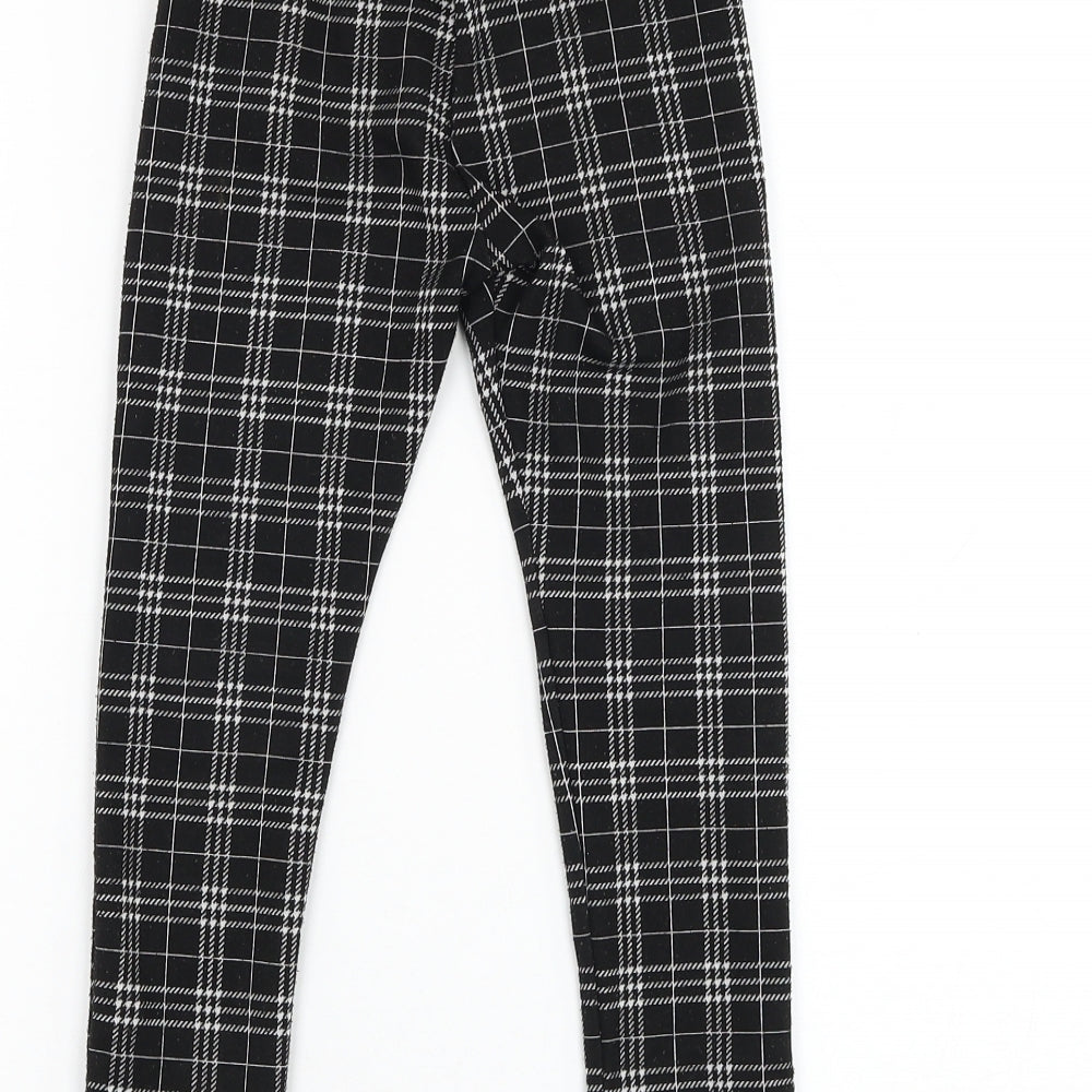 F&F Girls Black Check Polyester Jogger Trousers Size 4-5 Years  Regular Pullover