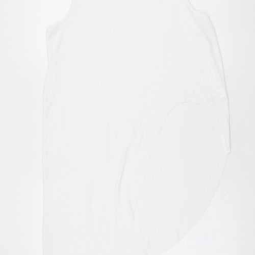 Atmosphere Womens White  Polyester Basic Tank Size 14 Mock Neck - Asymmetrical