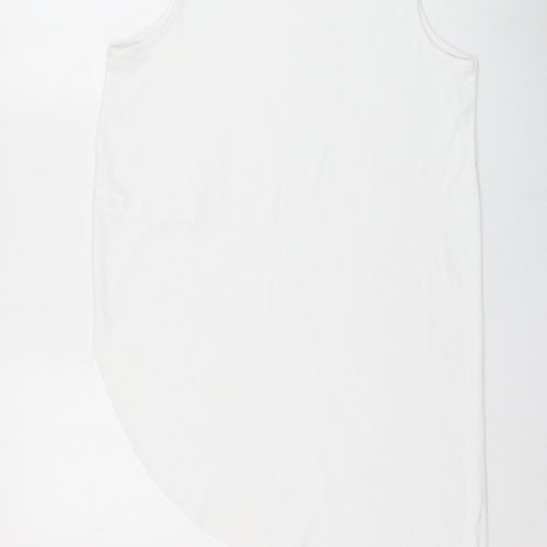 Atmosphere Womens White  Polyester Basic Tank Size 14 Mock Neck - Asymmetrical