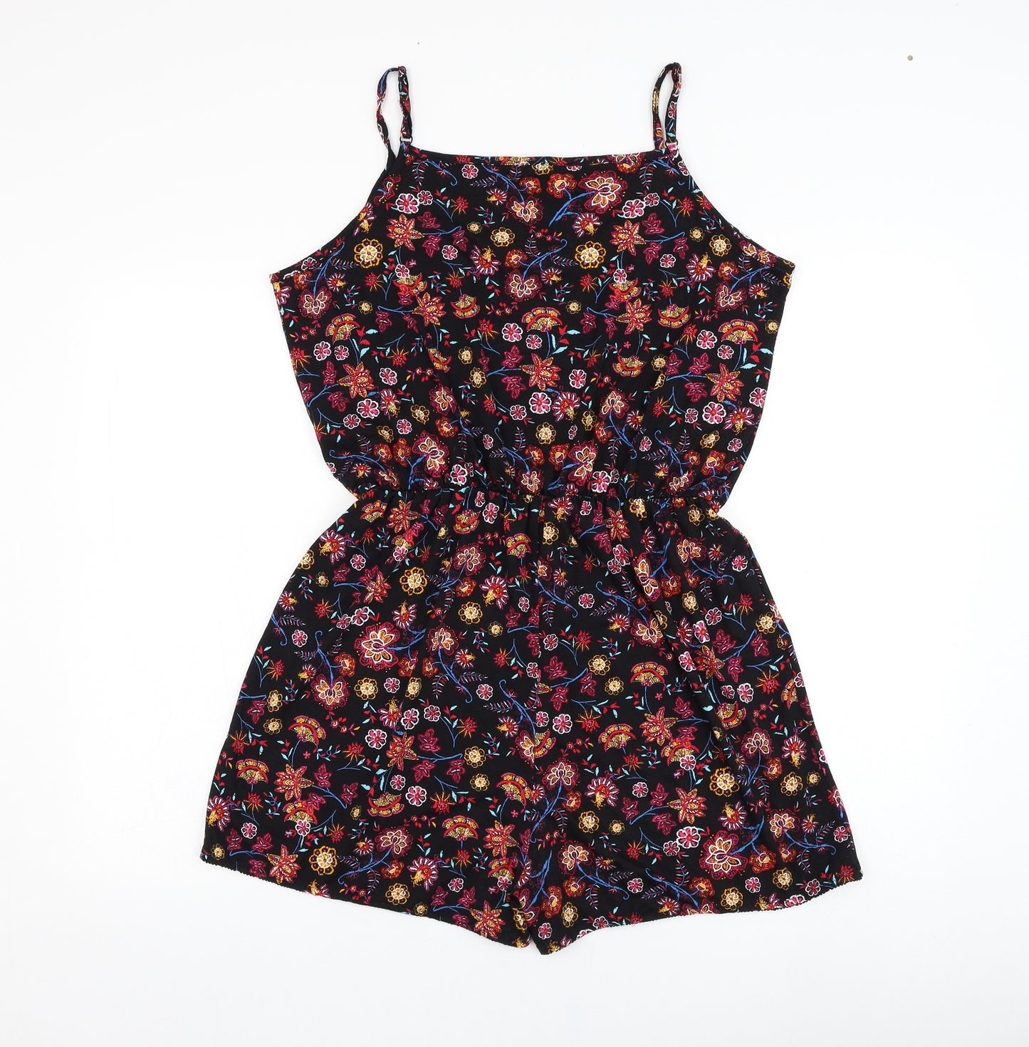 George Womens Black Floral Viscose Playsuit One-Piece Size 16 L3 in Pullover