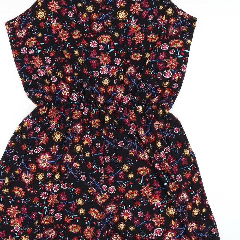 George Womens Black Floral Viscose Playsuit One-Piece Size 16 L3 in Pullover