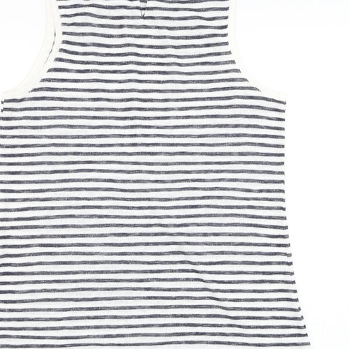 George Womens White Striped Polyester Basic Tank Size 14 Round Neck