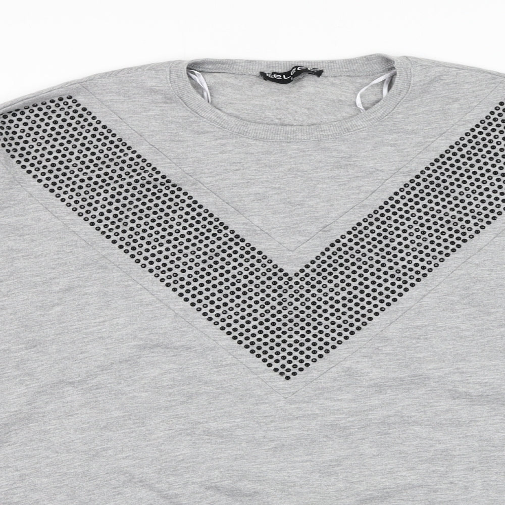 Select Womens Grey  Cotton Pullover Sweatshirt Size S  Pullover