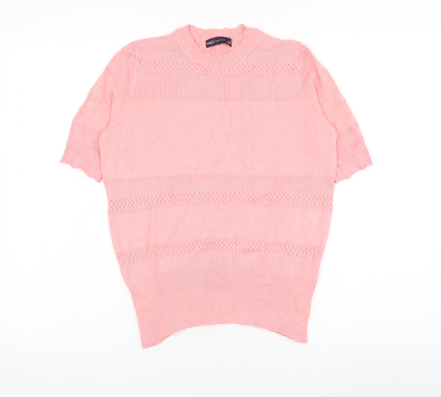 Marks and Spencer Womens Pink Round Neck  Viscose Pullover Jumper Size 10