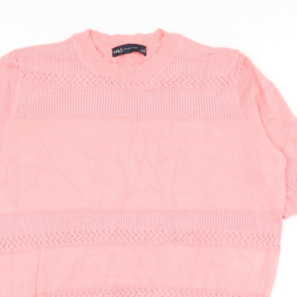 Marks and Spencer Womens Pink Round Neck  Viscose Pullover Jumper Size 10