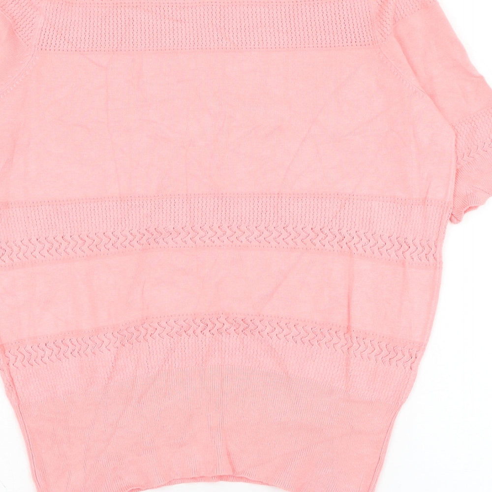 Marks and Spencer Womens Pink Round Neck  Viscose Pullover Jumper Size 10