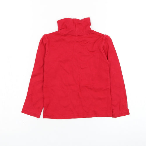 Dunnes Stores Girls Red High Neck  Cotton Pullover Jumper Size 3-4 Years