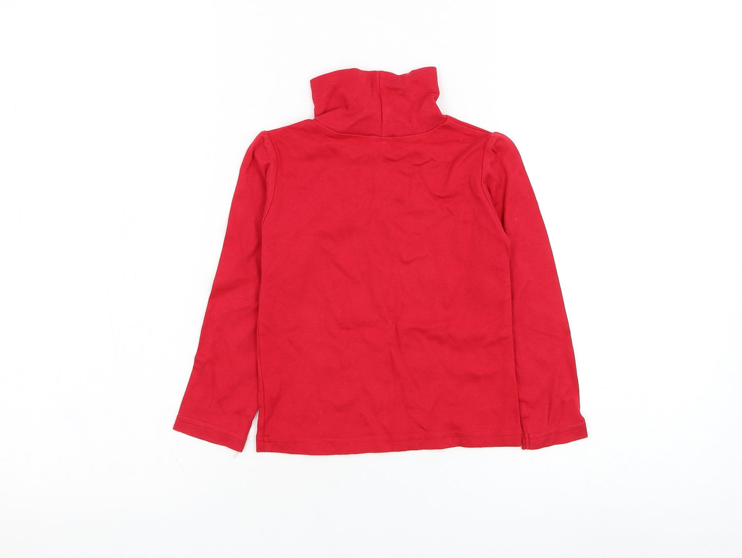 Dunnes Stores Girls Red High Neck  Cotton Pullover Jumper Size 3-4 Years