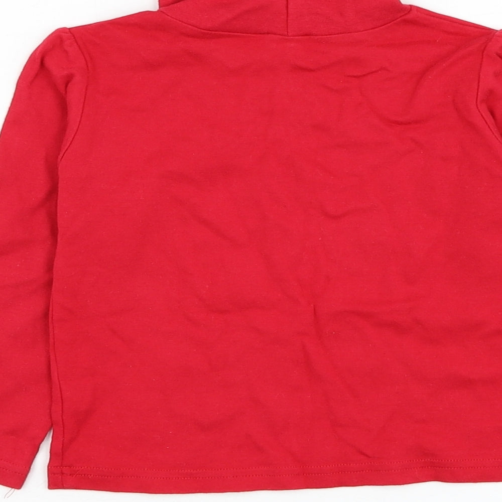 Dunnes Stores Girls Red High Neck  Cotton Pullover Jumper Size 3-4 Years