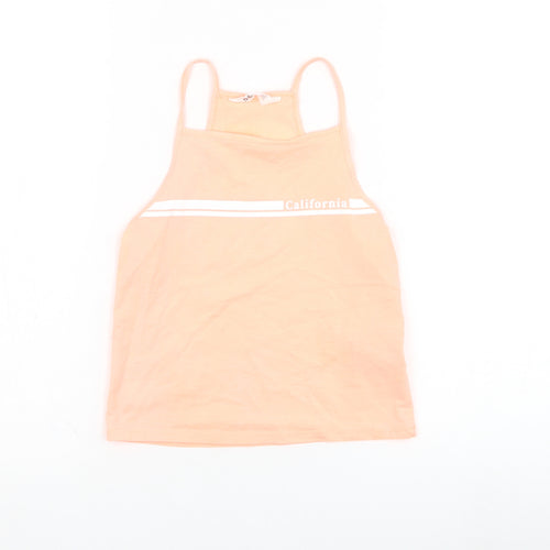 H&M Girls Pink  Cotton Basic Tank Size 8-9 Years Square Neck Pullover - California