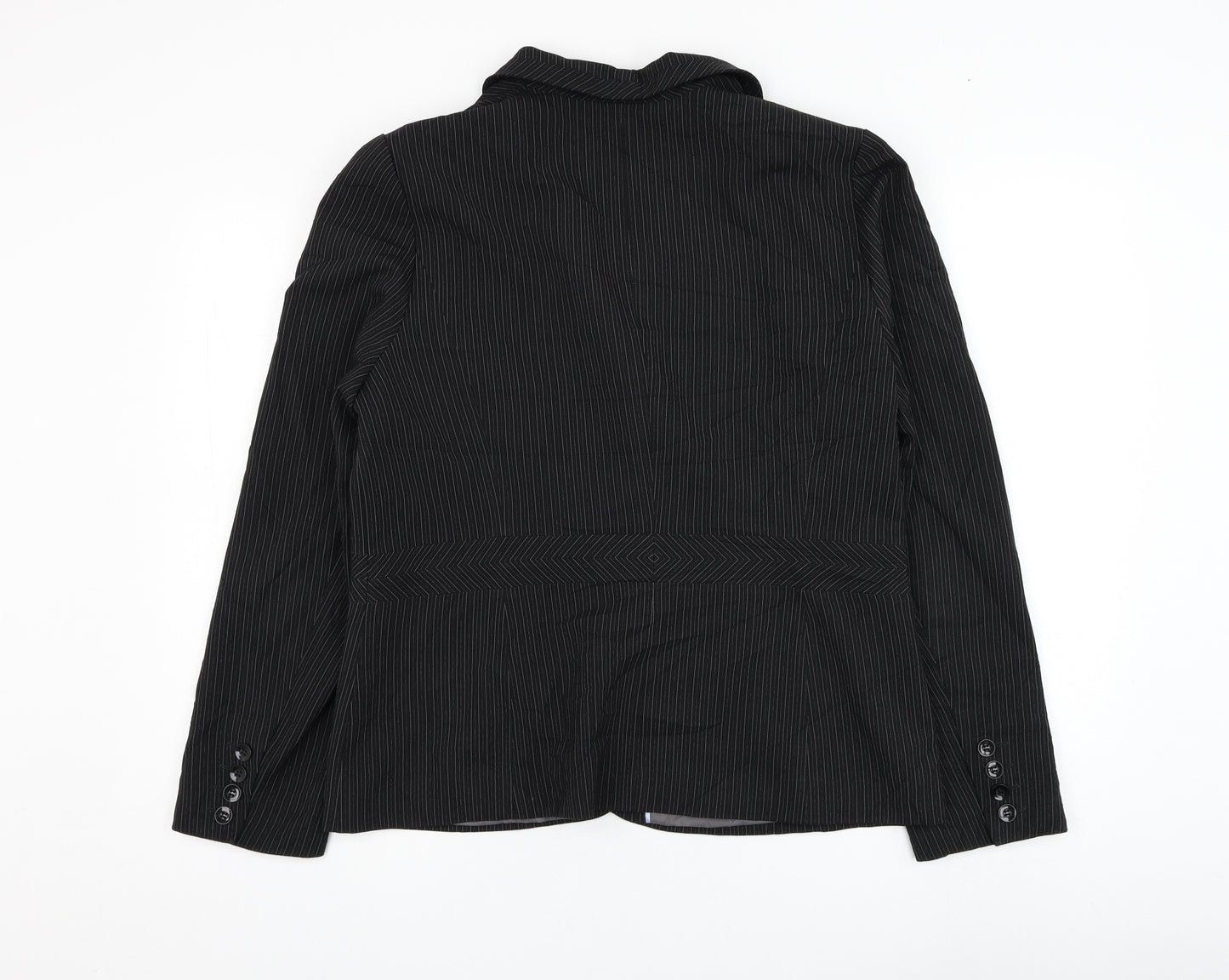 Dorothy Perkins Womens Black Striped  Jacket Blazer Size 16  Button