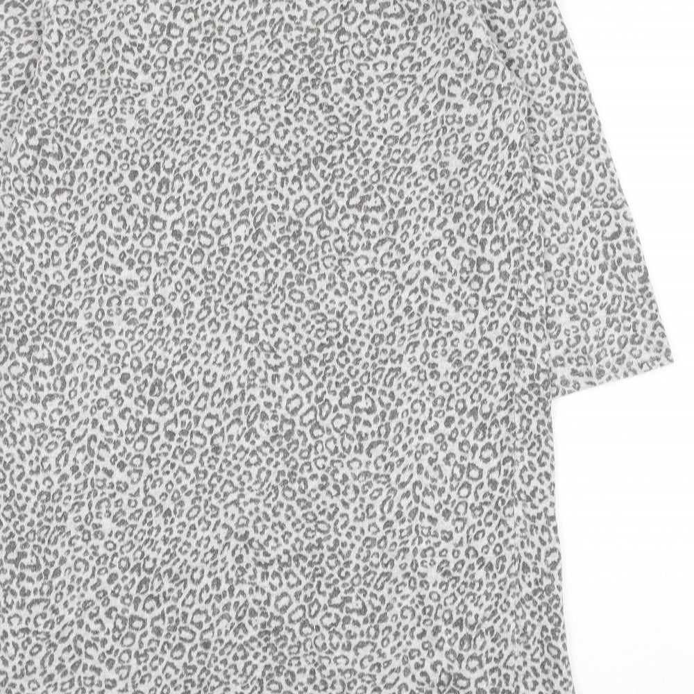 Evie Womens Grey Round Neck Animal Print Cotton Pullover Jumper Size 16