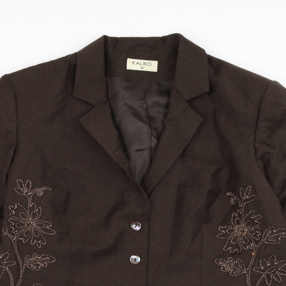 Kaliko Womens Brown   Jacket Blazer Size 18  Button