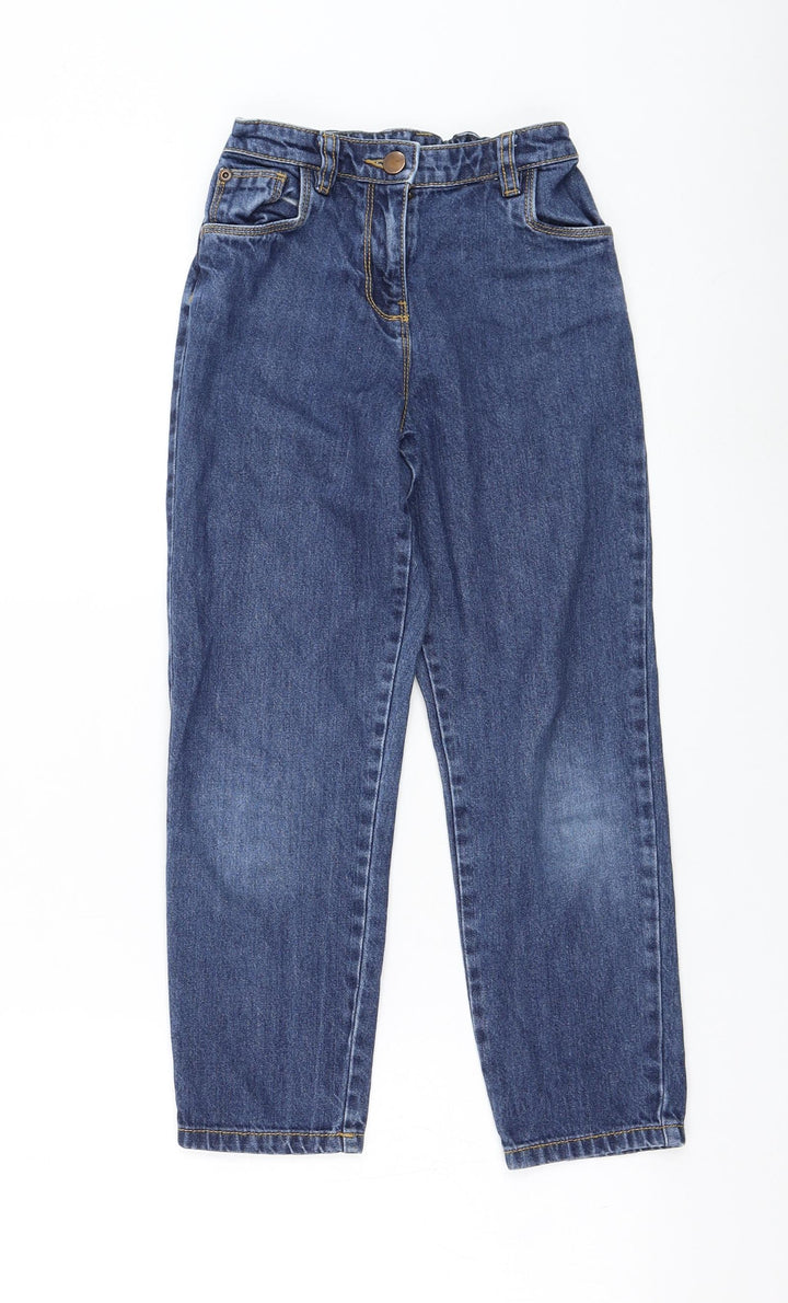 Oasis Girls Blue Cotton Straight Jeans Size 9 Months Regular Zip