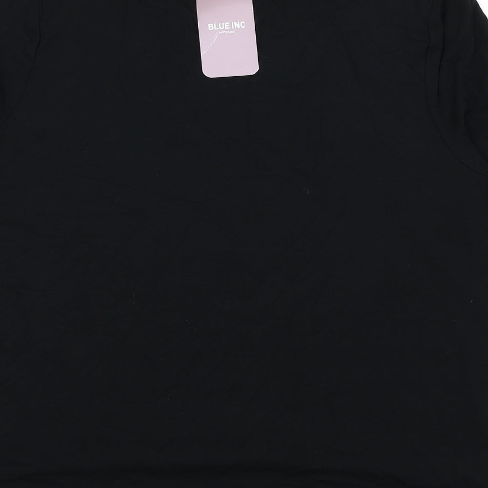 Blue Inc Womens Black  Polyester Basic Blouse Size 12 Round Neck
