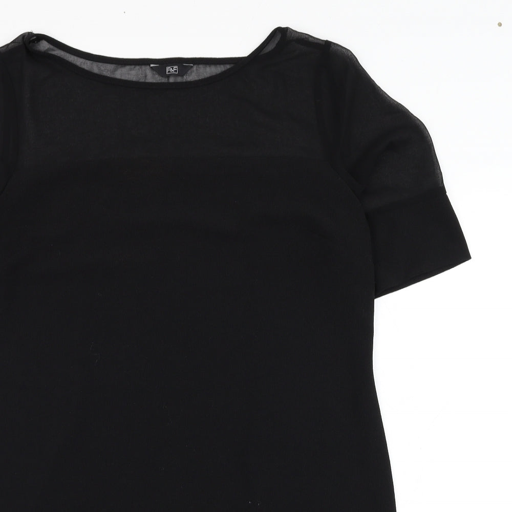 F&F Womens Black  Polyester Shift  Size L  Round Neck Pullover
