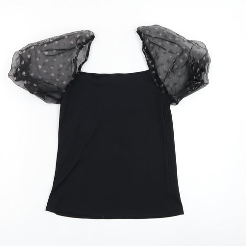 New Look Womens Black  Polyester Basic Blouse Size 10 Square Neck