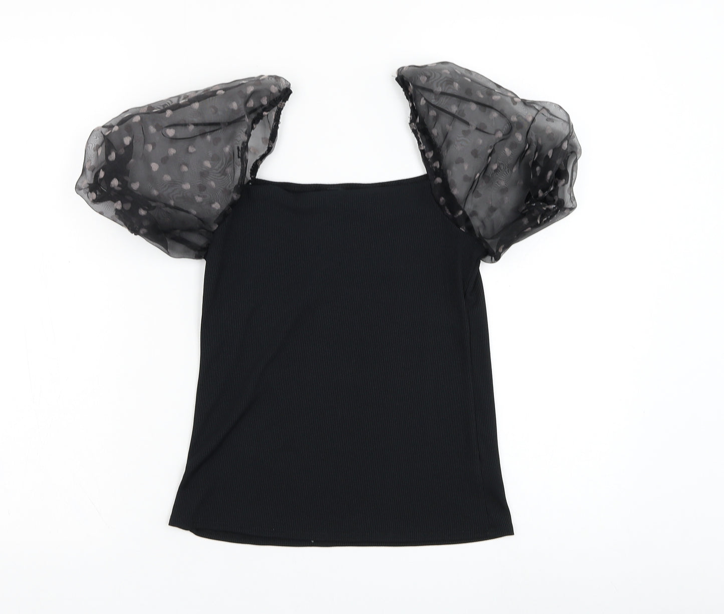 New Look Womens Black  Polyester Basic Blouse Size 10 Square Neck