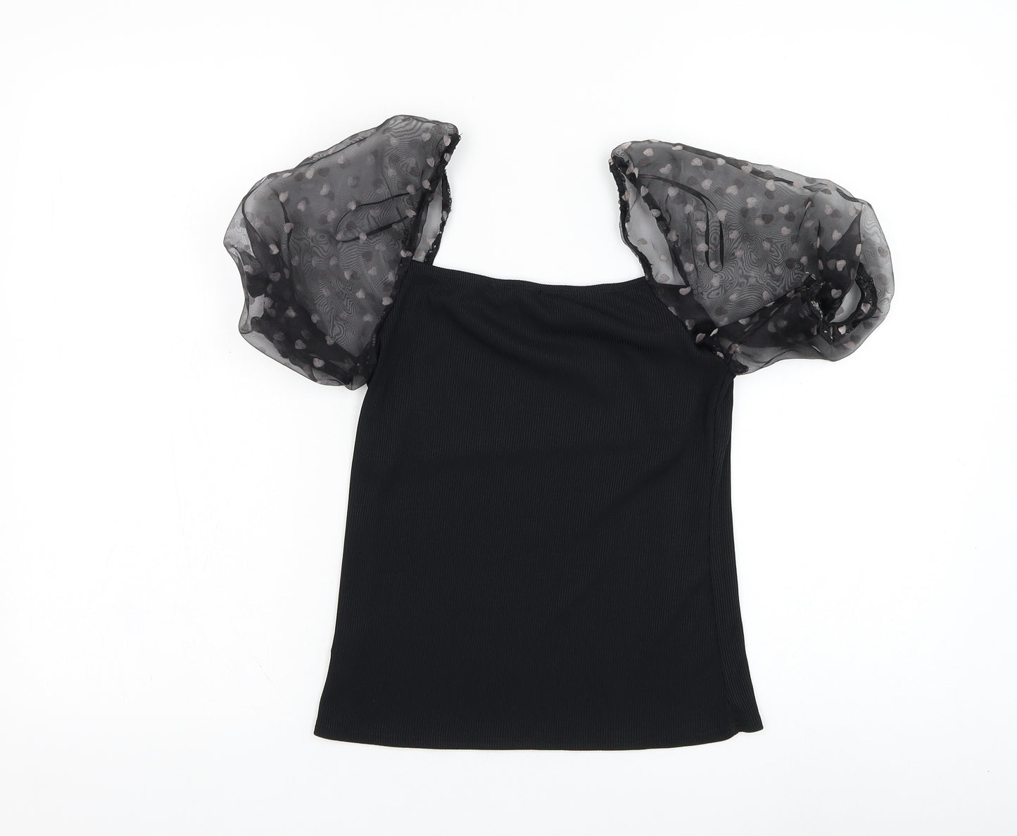 New Look Womens Black  Polyester Basic Blouse Size 10 Square Neck