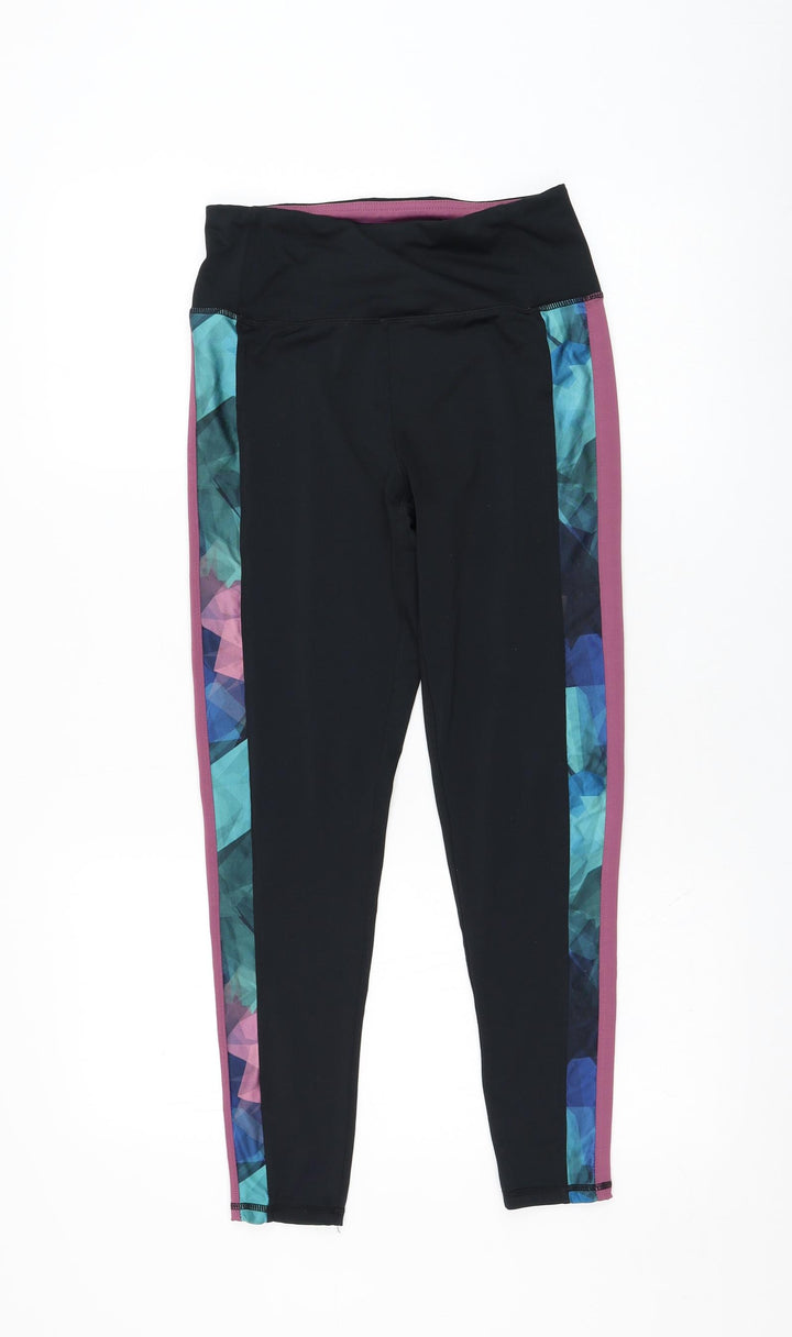 Preworn Womens Black  Polyester Compression Leggings Size 28 in L25 in Regular Pullover