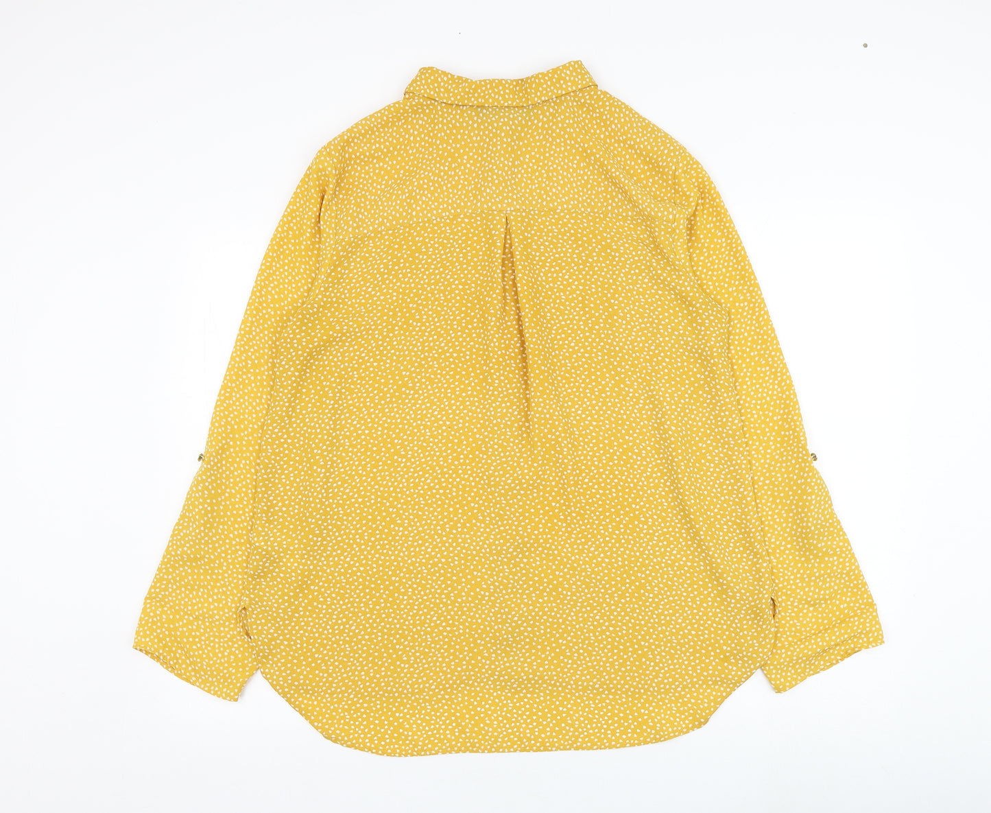 F&F Womens Yellow Geometric Polyester Basic Button-Up Size 16 Collared