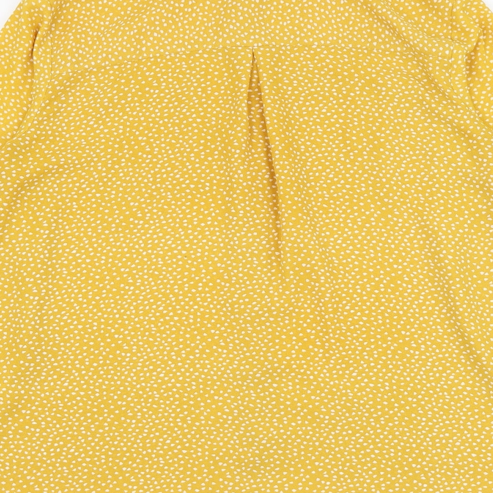 F&F Womens Yellow Geometric Polyester Basic Button-Up Size 16 Collared