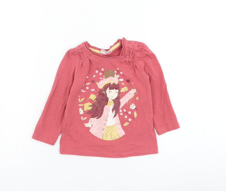So Cute Girls Pink Cotton Basic T-Shirt Size 9-12 Months Round Neck Pullover
