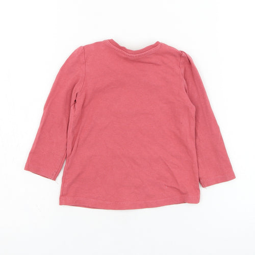 So Cute Girls Pink  Cotton Basic T-Shirt Size 9-12 Months Round Neck Pullover