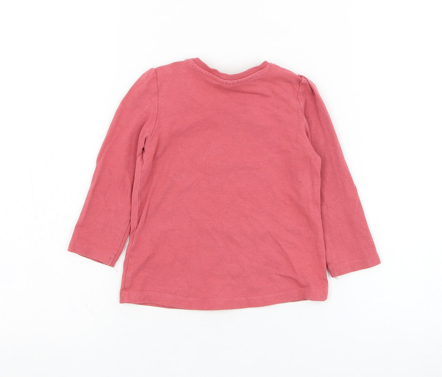So Cute Girls Pink  Cotton Basic T-Shirt Size 9-12 Months Round Neck Pullover