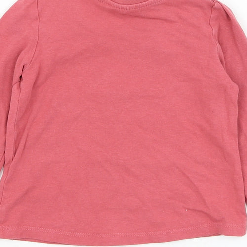So Cute Girls Pink  Cotton Basic T-Shirt Size 9-12 Months Round Neck Pullover