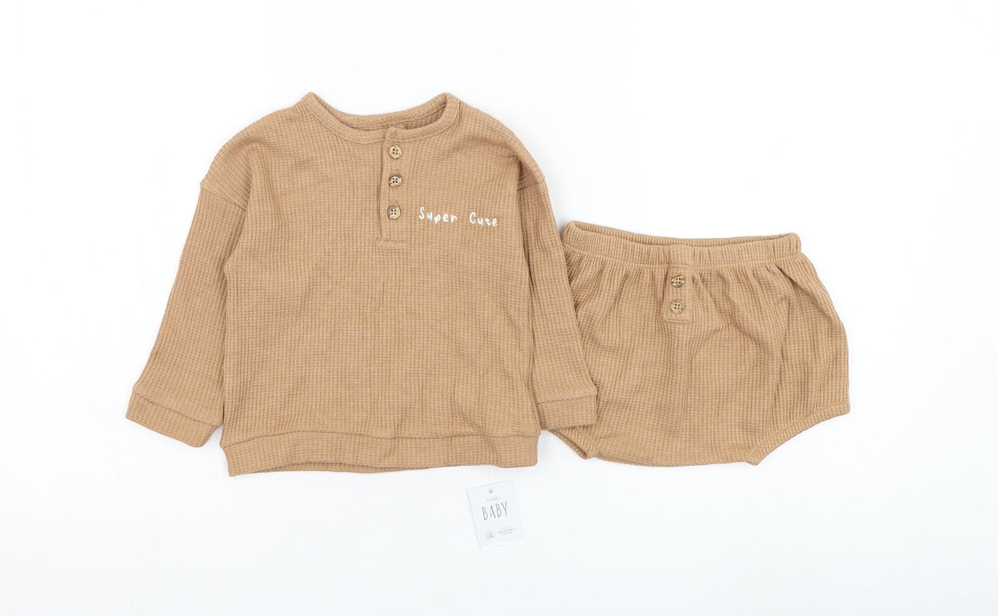 George Boys Brown  Polyester Shorts Outfit/Set Size 6-9 Months  Pullover - Super Cute