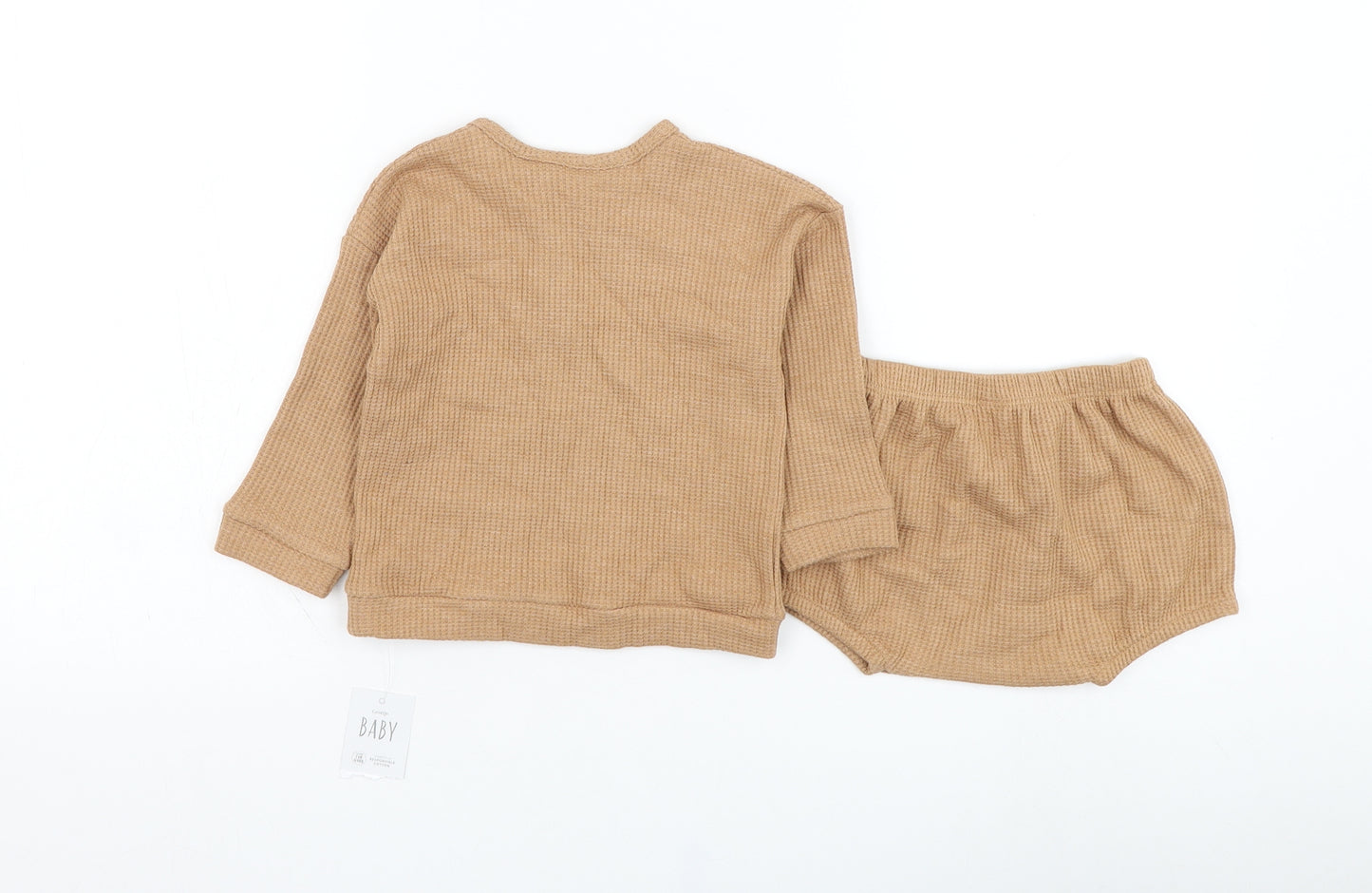George Boys Brown  Polyester Shorts Outfit/Set Size 6-9 Months  Pullover - Super Cute