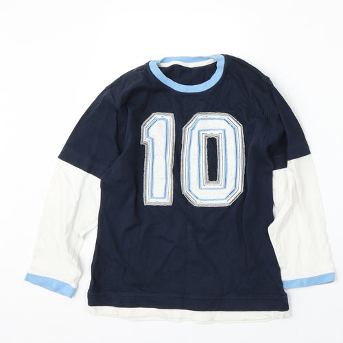 Marks and Spencer Boys Blue  Cotton Basic T-Shirt Size 7-8 Years Round Neck