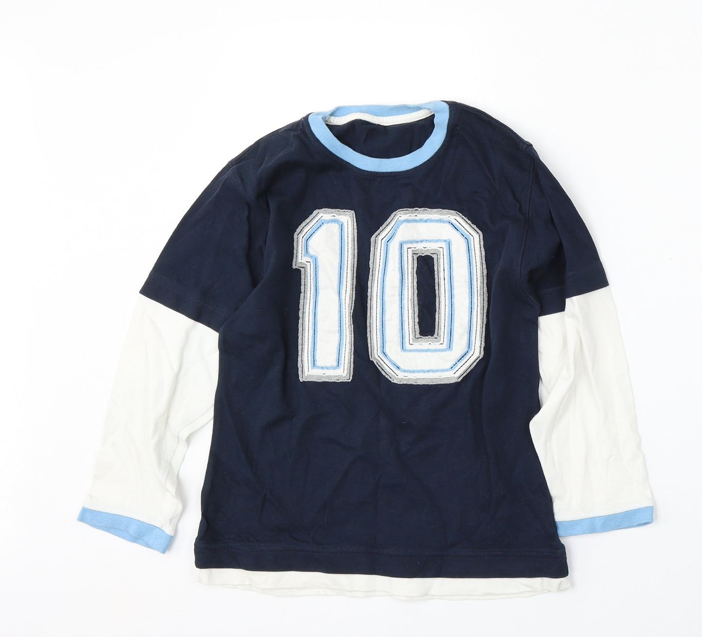 Marks and Spencer Boys Blue  Cotton Basic T-Shirt Size 7-8 Years Round Neck