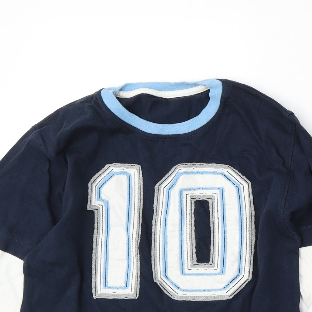 Marks and Spencer Boys Blue  Cotton Basic T-Shirt Size 7-8 Years Round Neck