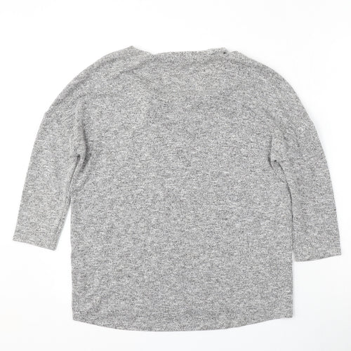 TU Womens Grey V-Neck  Polyester Pullover Jumper Size 8