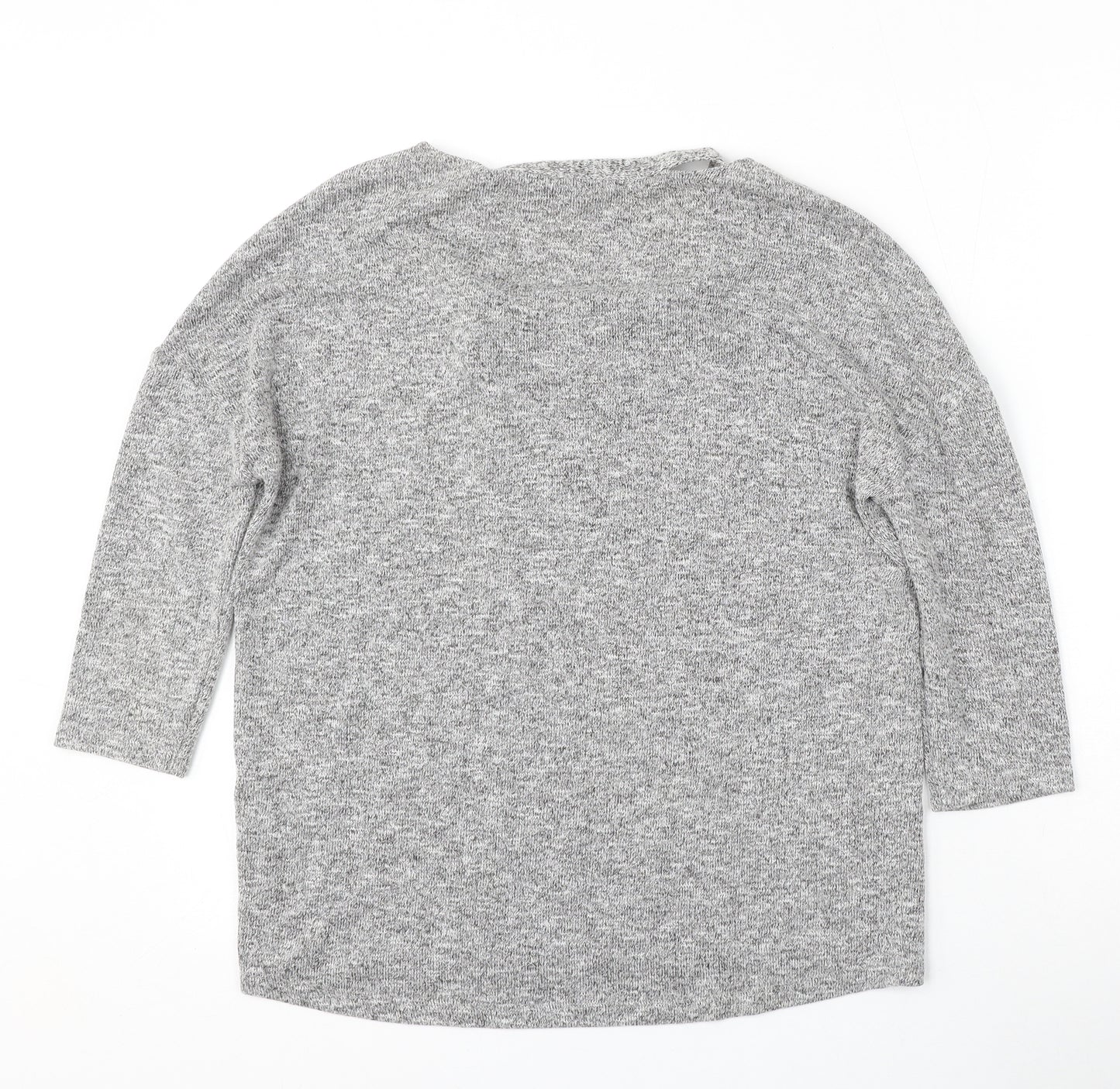 TU Womens Grey V-Neck  Polyester Pullover Jumper Size 8