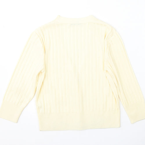 George Womens Yellow V-Neck  Polyester Cardigan Jumper Size 8