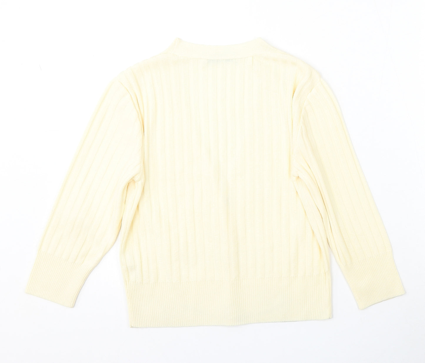 George Womens Yellow V-Neck  Polyester Cardigan Jumper Size 8