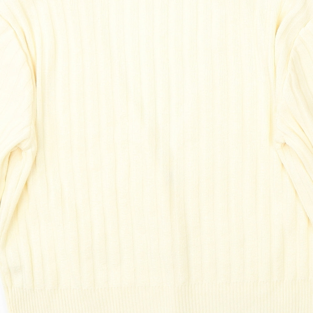 George Womens Yellow V-Neck  Polyester Cardigan Jumper Size 8
