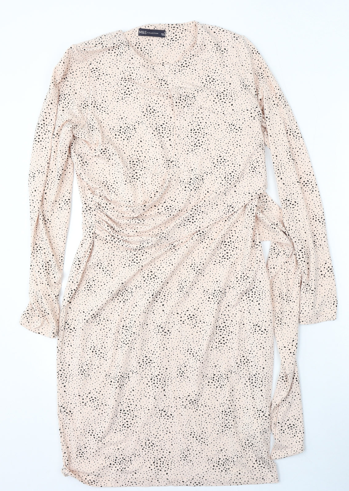 Marks and Spencer Womens Pink Geometric Viscose Sheath  Size 10  Round Neck