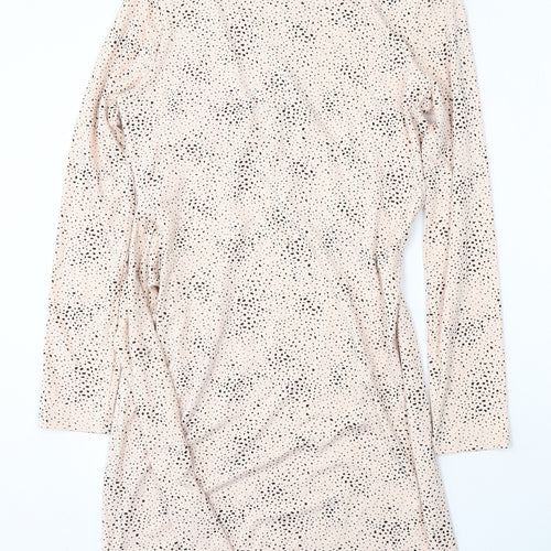 Marks and Spencer Womens Pink Geometric Viscose Sheath  Size 10  Round Neck