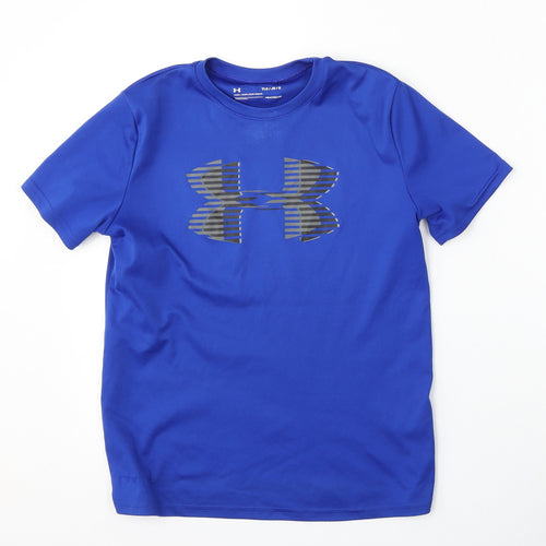 Under armour Boys Blue  Polyester Basic T-Shirt Size L Round Neck