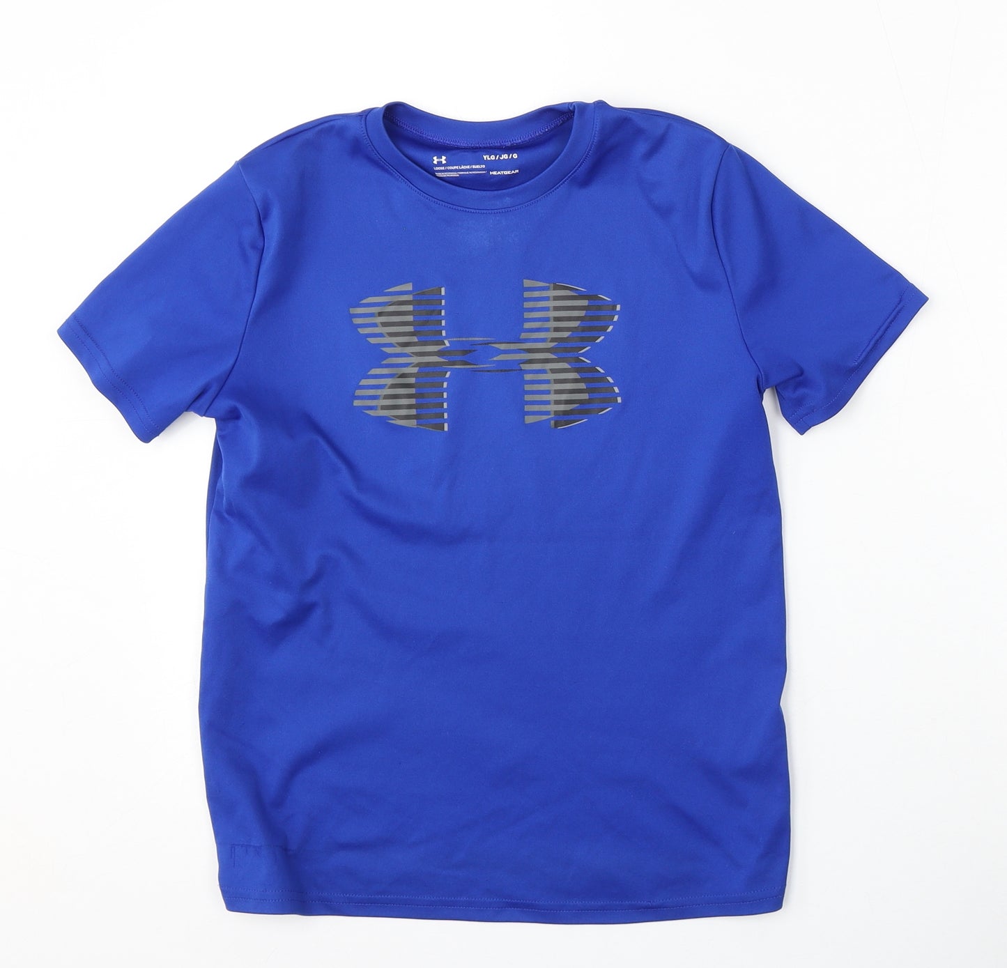 Under armour Boys Blue  Polyester Basic T-Shirt Size L Round Neck