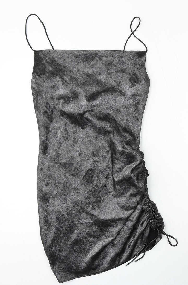 Topshop Womens Silver Polyester Bodycon Size 8 Square Neck