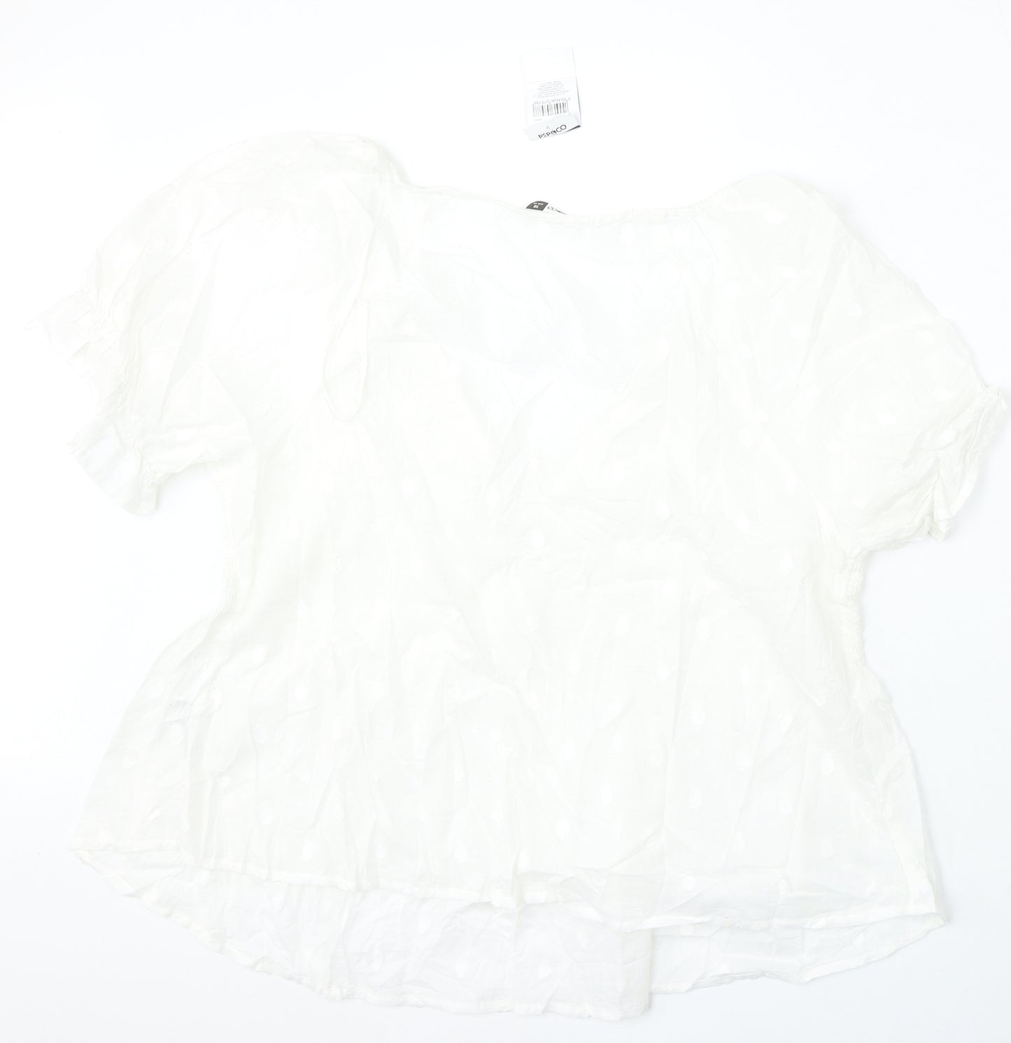 Pep&Co Womens White  Cotton Basic Blouse Size 16 V-Neck