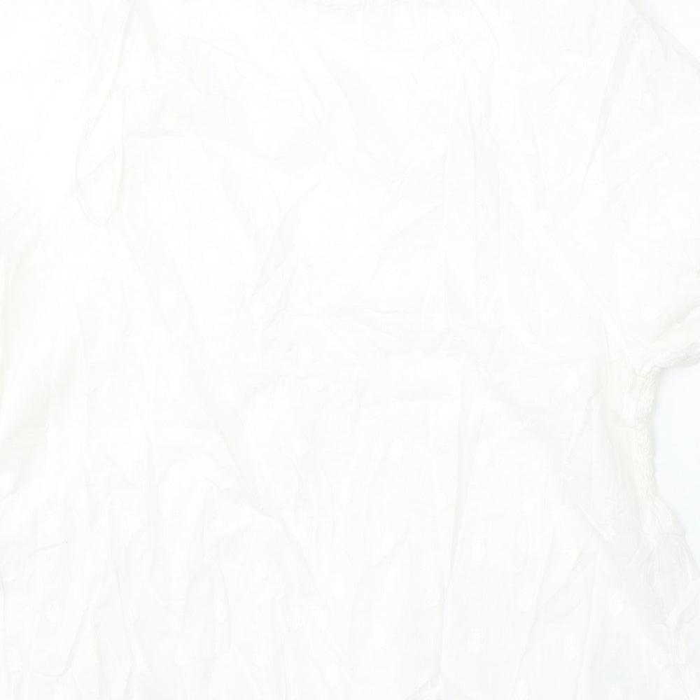 Pep&Co Womens White  Cotton Basic Blouse Size 16 V-Neck