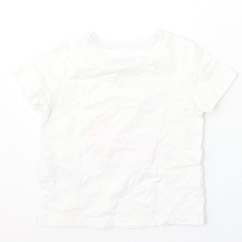 Marks and Spencer Girls White  Cotton Basic T-Shirt Size 3-4 Years Round Neck